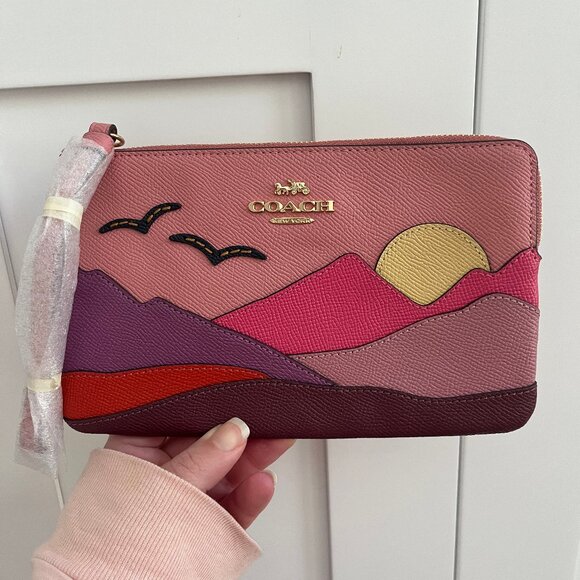 Coach Handbags - Coach Large Corner Zip Wristlet with Mountain Postcard